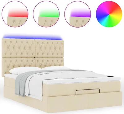 Produktbild von Ottoman-Bett mit Matratze & LEDs Creme 140x190 cm Stoff