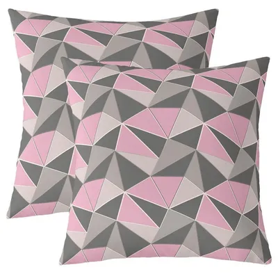 Productafbeelding van Kussensloop, 40x40 cm, geometrisch patroon, roze, set van 2, polyester