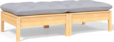 Produktbild von Gartensofa 2-Sitzer mit Kissen in Grau Massivholz Kiefer