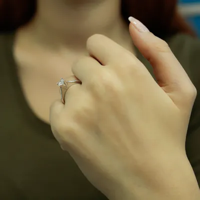 Produktbild von 0,45 Carat Diamant Solitär Ring Meisterstück 14 Karat Weißgold - 56 (17,80 mm)