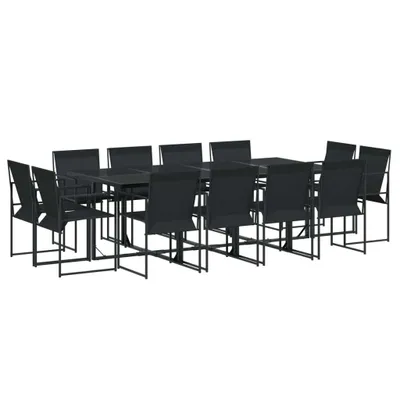 Produktbild von vidaXL 13-tlg. Garten-Essgruppe Schwarz Textilene