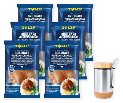 Produktbild von TULIP Grill-Haxe mit Schwarte 6x600g Tafelfertig Kross Vakuumverpackt + Lunchbox