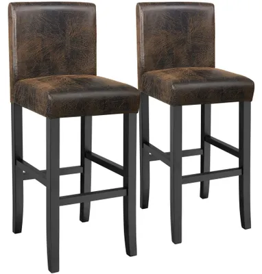 Image de Tabouret de bar en cuir synthétique - marron antique, Lot de 2