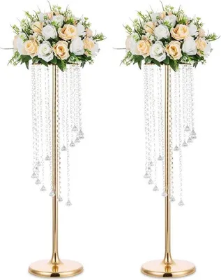 Produktbild von Famanu Hochwertige Blumenvasen mit goldenen Akzenten - 90 cm, 2 Stück
