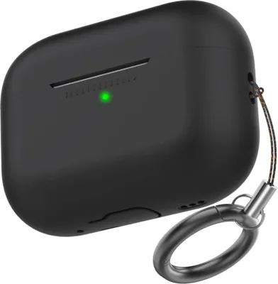 Produktbild von Ahastyle Silikon-Fallschutz Hülle für Airpods Pro 2, Anti-Scratch, Antichoc, Schwarz, mit Carabiner, für Apple Airpods Pro 2
