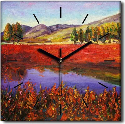 Produktbild von Coloray Uhr auf Leinwand 30x30 cm Wand Uhr Dekoration Wohnzimmer Segeltuch schwarze Hände -Aquarelle Wassertop.