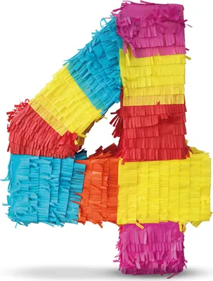 Produktbild von Pinata Zahl 4 Kinder zum 4-ten Kinder-Geburtstag Schlag-Pinata 50 x 35 x 8cm Outdoor Spiel Geburtstagsdeko
