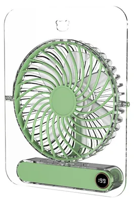 Obrázek produktu pro Zimilo – ultratenký přenosný mini stolní ventilátor, dobíjecí přes USB, 7 lopatek, 5 rychlostí, skládací, otočný o 180°, baterie 1800 mAh, zelený