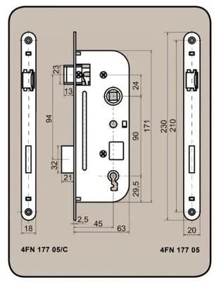 Immagine prodotto di serratura da infilare 6/90-45 K chiave P/L 4FN17705.1 costruzione