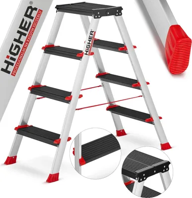 Zdjęcie produktu dla Drabina aluminiowa profesjonalna dwustronna składana HIGHER 2x4 - 3 m