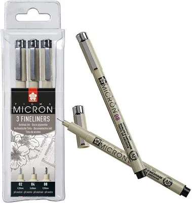 Produktbild von Famanu Fineliner Set 3 Stück in Schwarz - Diverse Strichstärken