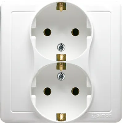 Immagine prodotto di Presa doppia (modulo) con contatto di terra 16A 250V bianco metallizzato da incasso BGSZ2/11