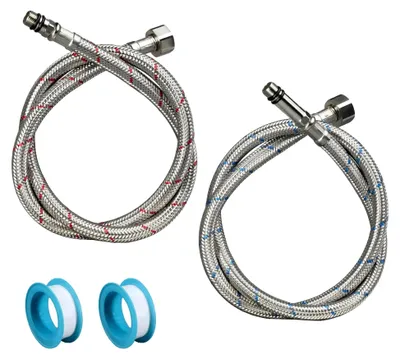 Produktbild von 2 Stück Flexschlauch Verlängerung 80 CM, Edelstahl Geflochten, G3/8 X M10 Wasserhahn Schlauch Verlängerung, Für Küche und Bad