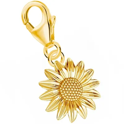 Sonnenblume Charm Anhänger für Lebensfreude I Echtschmuck in Gelbgold