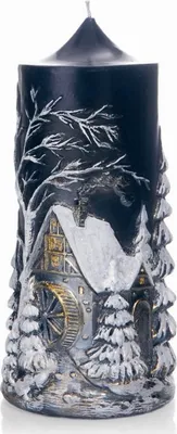 Produktbild von traditionelle Weihnachtskerze "Wintermühle" 100/220mm