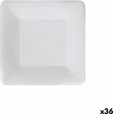 Image de Set of Assiette jetable algon Assiette jetable white carton carré 18 cm (36 pièces)