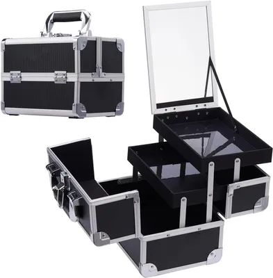 Immagine prodotto di Custodia per trucchi - Beauty case - Organizzatore per cosmetici - Con serratura - 24 x 17 x 19 cm - Nero