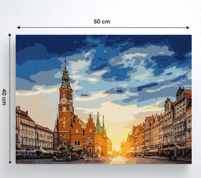 Zdjęcie produktu dla MALOWANIE PO NUMERACH Z RAMĄ Obrazy do malowania - Rynek Wrocław 50x40 cm