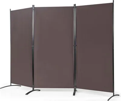 Obrázek produktu pro 3panelový rozdělovač místnosti s robustními panty a ocelovou základnou volně stojící zástěna na kávu 260 x 183 cm
