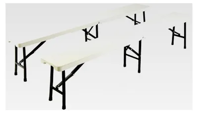 Produktbild von 2er Set klappbare Bierbank 180 x 25 x 41 cm weiß bis 200 kg für 4 Personen wetterfest Kunststoff