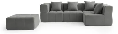 Produktbild von MILYSOFA SOFABULOUS 4-Sitzer-Modul-Ecksofa mit Chaiselongue, feiner Schlingenstoff, Wolkengrau