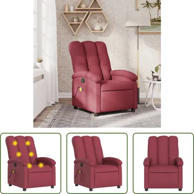 Zdjęcie produktu dla The Living Store Fotel masujący z tkaniny w kolorze czerwonego wina