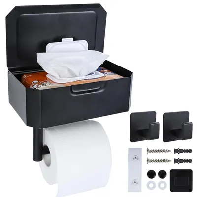 Image de Solidchoice - Porte-papier toilette adhésif en acier inoxydable pour la salle de bain