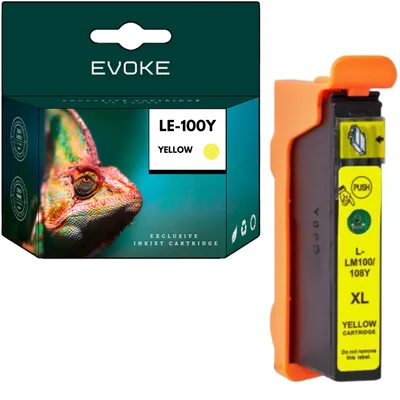 Image de Cartouches d'encre compatibles pour imprimantes Lexmark 100XY, couleur jaune, capacité de 12 ml, rendement de 550 pages, référence 014N1071E / 14N1071E, compatibles avec les modèles S300, S301, S302, S305, S405, S505, Pro205, Pro709, Pro901