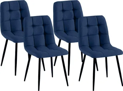 Produktbild von CLP 4er Set Esszimmerstühle Antibes Stoffbezug gepolstert mit Rückenlehne bis 150 kg blau