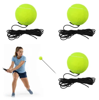 Imagen del producto de Pelotas de tenis con cordón elástico, juego de 4 unidades, ideales para entrenar la coordinación