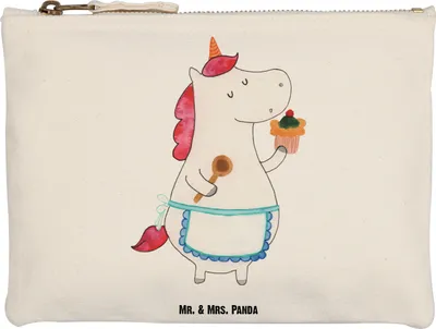 Produktbild von Mr. & Mrs. Panda Kosmetiktasche Einhorn Küche Grösse XL Große - Weiß - Geschenk, Unicorn, Schlampermäppchen, Waschbeutel, Kuchen, Einhörner, Kulturbeutel, Torte, Backen