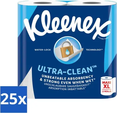 Produktbild von Kleenex Küchenpapier Ultra Clean Maxi XL 2 Stück - Vorteilspack - 25 Stücke