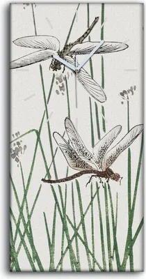 Produktbild von Wandbild Leinwand Bilder Wanduhr 30x60 Malerei asiatische Insekten Kunst - weiße Hände