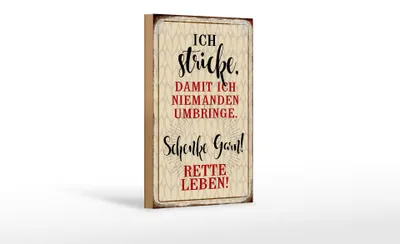 Produktbild von Holzschild Spruch 12x18cm ich stricke niemanden umbringe