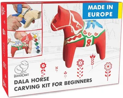 Obrázok produktu pre Houtschnitzwerk Súprava pre dospelých a dospievajúcich - DIY rezbárska súprava pre koňa Dala - kompletná s rezbárskymi nástrojmi