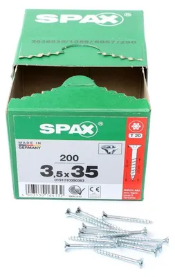 Image de Vis SPAX WIROX Torx - Ø3.5 x 35 mm - Tête fraisée - Filetage Partiel Boite de 200 - 0191010350353