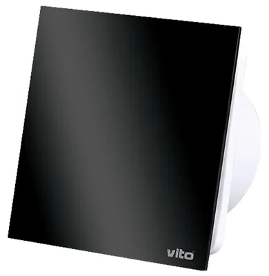Productafbeelding van VITO Venti-GL100S - Badkamer ventilator met Vochtsensor en Timer 100mm - 12W - 30dB - Zwart - Glas - 180m3 - 2450rpm