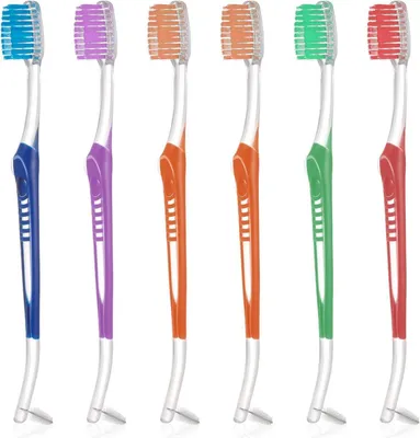 Image de lot de 6 brosses à dents orthodontiques à double extrémité pour appareils dentaires