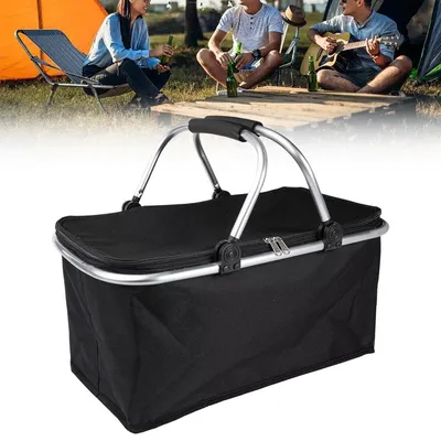 Produktbild von 45L Einkaufskörbe Groß Isolierkorb Kühlkorb Kühltasche Picknickkorb Kühlbox klappbar