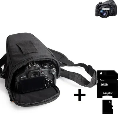 Produktbild von K-S-Trade Schultertasche kompatibel mit Sony Cyber-shot DSC-HX350 Colt Kameratasche für Systemkameras DSLR DSLM SLR, Bridge etc., + 16GB