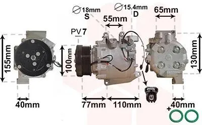 Zdjęcie produktu dla VAN WEZEL 2500K208 TRSE07A Klimatyzacja Sprężarka klimatyzacji PAG 46 R134a do HONDA CIVIC VIII Hatchback (FN, FK) FR-V (BE) CIVIC VIII Sedan (FD, FA)