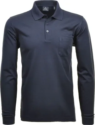 Produktbild von Größe L Ragman Herren Poloshirt langarm Softknit marine 540291