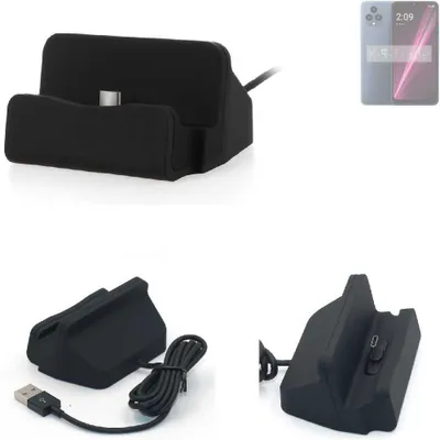 Produktbild von K-S-Trade Docking-Station kompatibel mit T-Mobile REVVL 6 Ladestation Dock Ladegerät Docking Station Tischständer Ständer inkl. USB Typ C Kabel