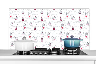Obrázok produktu pre MuchoWow® Splashback Kuchyňa - Kuchynský backsplash - Ochrana steny pre sporák a drez Lode - Maják - Vzory 120x60cm Alu-Dibond (alternatíva k