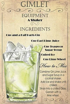 Produktbild von vianmo Holzschild 30x20 cm Gimlet Equipment ingredients