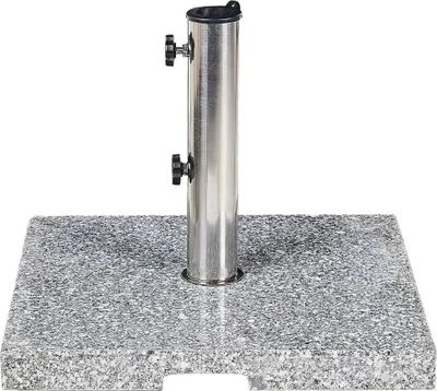 Produktbild von Beliani Sonnenschirmständer Granit Edelstahl Grau, 45x45x35 cm (BTH), 25 kg, für Schirmstöcke 38-58 mm, Quadratisch Modern, Garten Terrasse Balkon, UV-beständig, wasserdicht, korrosionsbeständig, Griffmulden, teilweise montiert