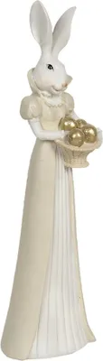 Produktbild von Clayre & Eef Figur Kaninchen 11x10x37 cm Weiß Gelb Kunststoff