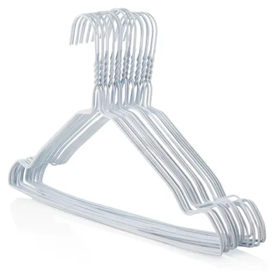 50 Kleiderbügel Metall 41 cm weiß mit Kerben
