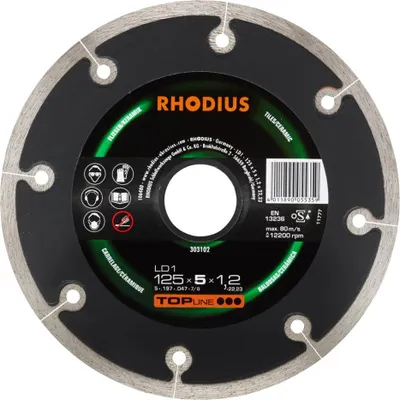 Obrázek produktu pro RHODIUS Diamantový řezný kotouč LD1 125 x 5,0 x 1,2 x 22,23 TOPline