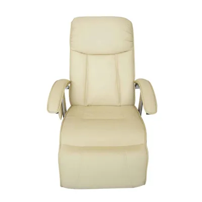 Image de vidaXL Fauteuil de massage blanc crème similicuir